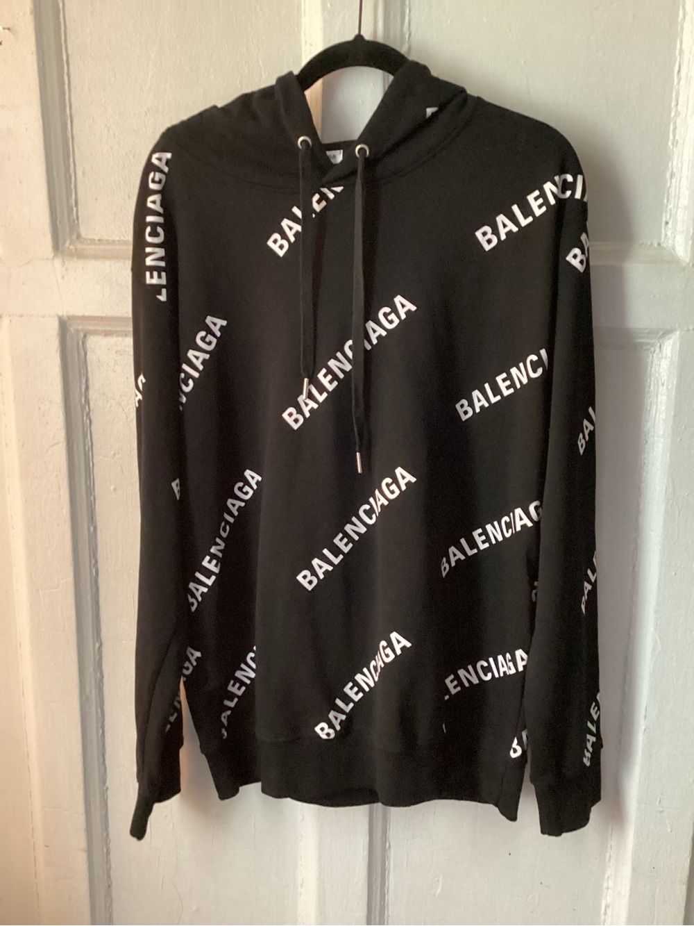 Black and white Hoodie with Balenciaga Logo-Print